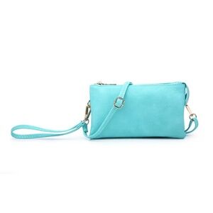 Riley Monogrammable 3 Compartment Crossbody/Wristlet - Aqua